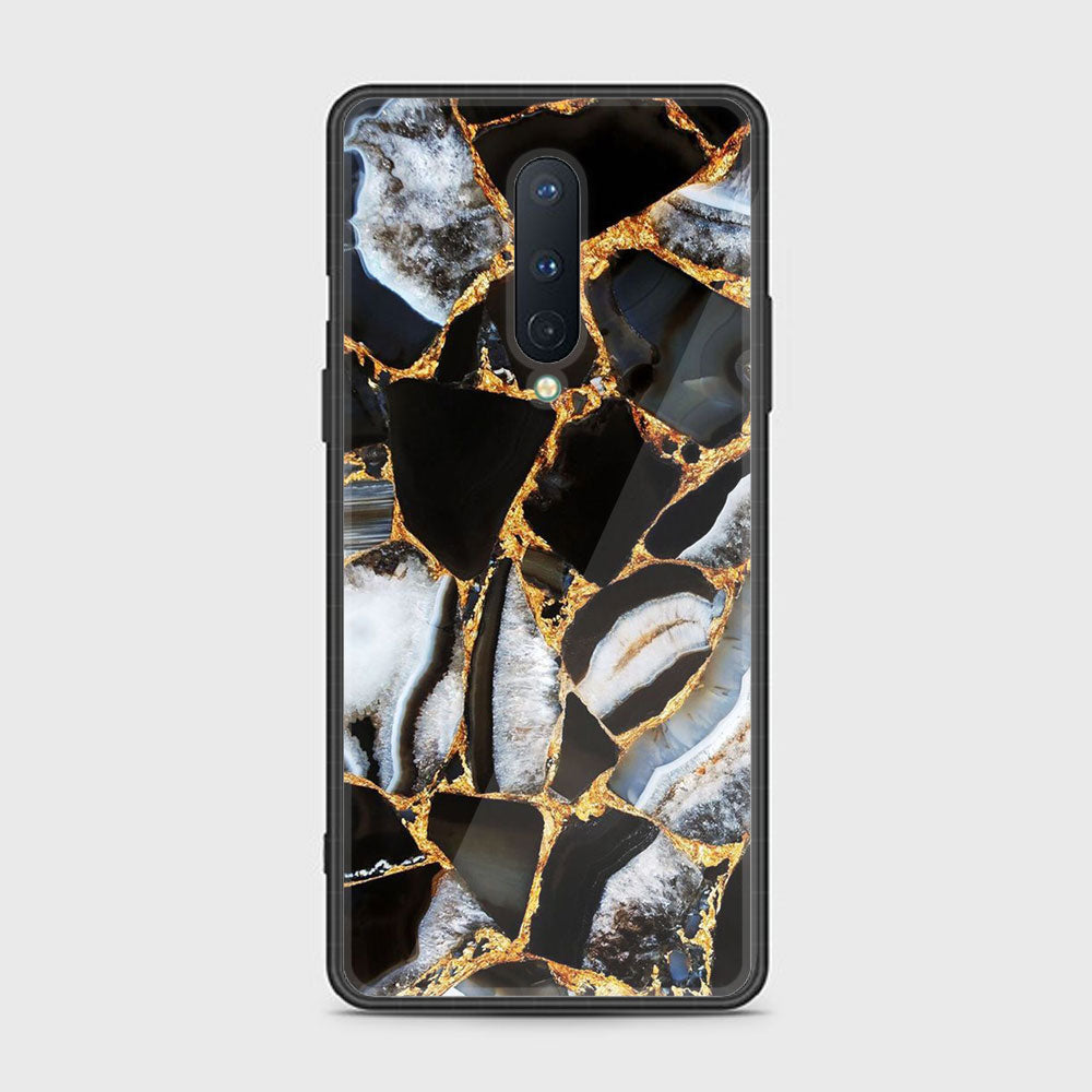 OnePlus 8 - Black Marble Series - Premium Printed Glass soft Bumper shock Proof Case