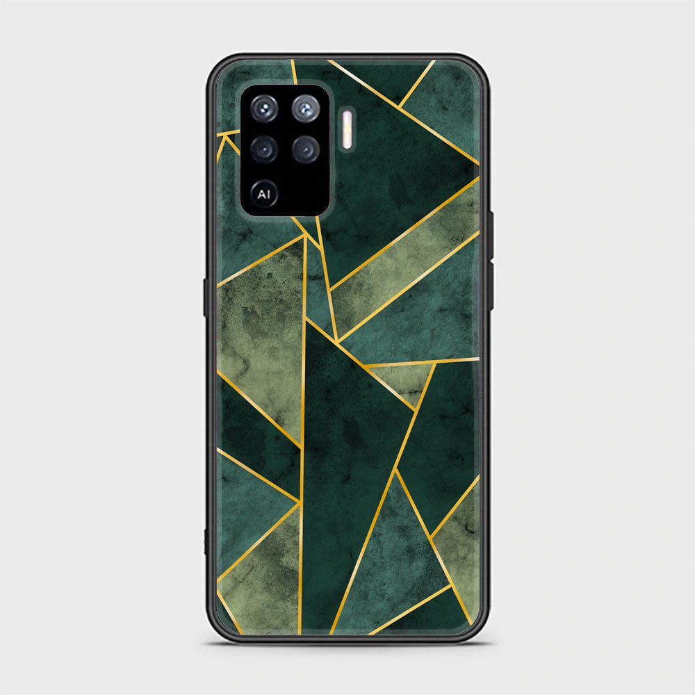 Oppo A94 -Geometric Marble Series - Premium Printed Glass soft Bumper shock Proof Case