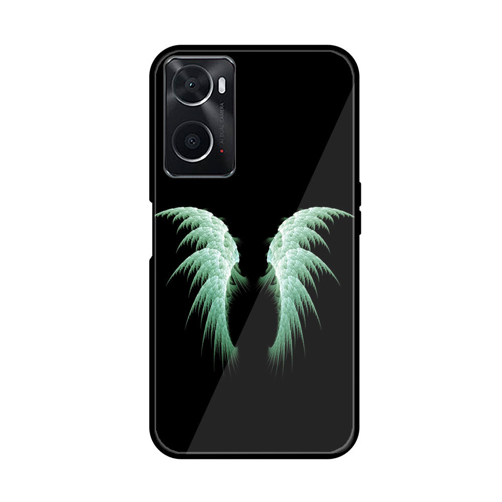 Oppo A76 Angel Wings Series  Premium Printed Glass soft Bumper shock Proof Case