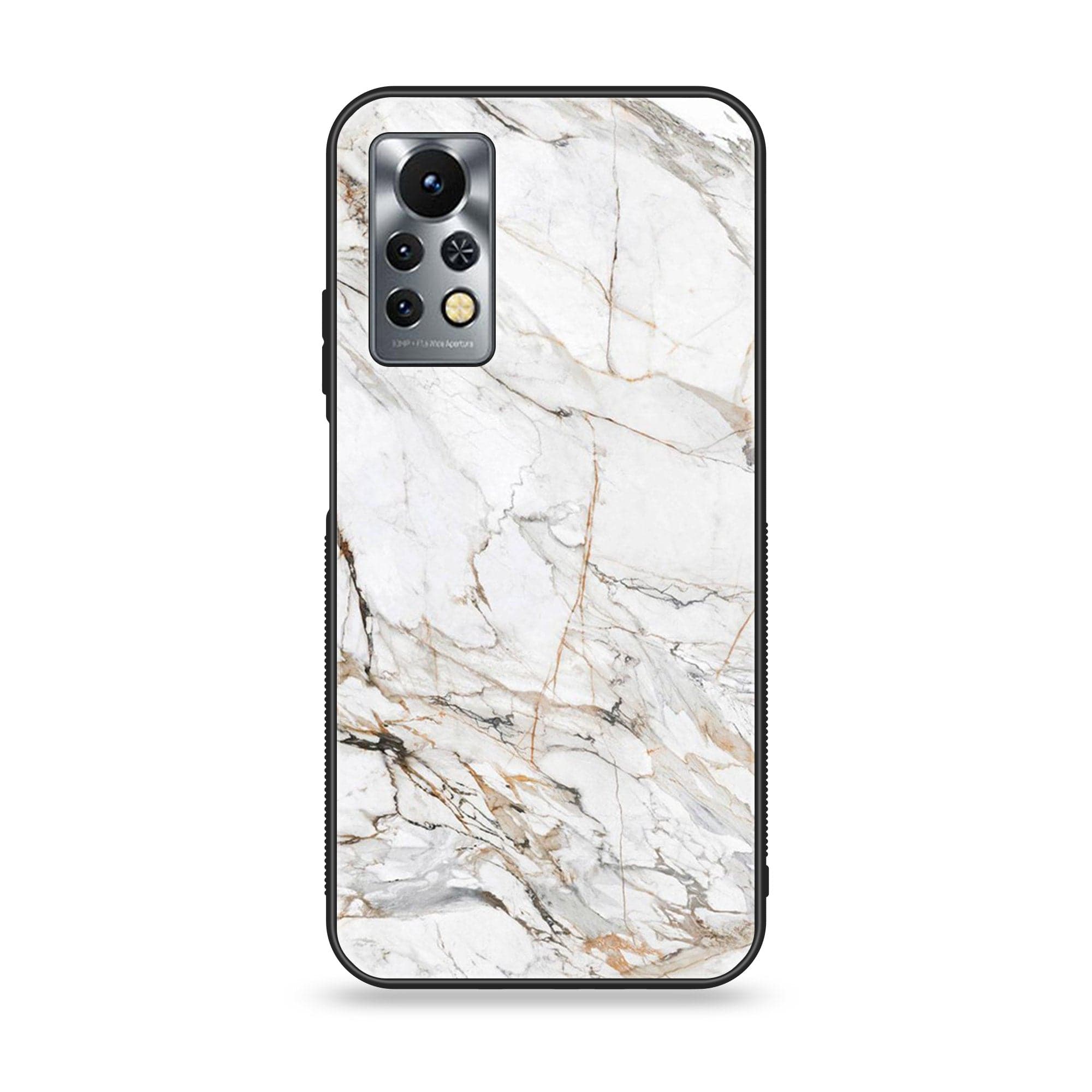 Infinix Note 11s - White Marble Series - Premium Printed Glass soft Bumper shock Proof Case