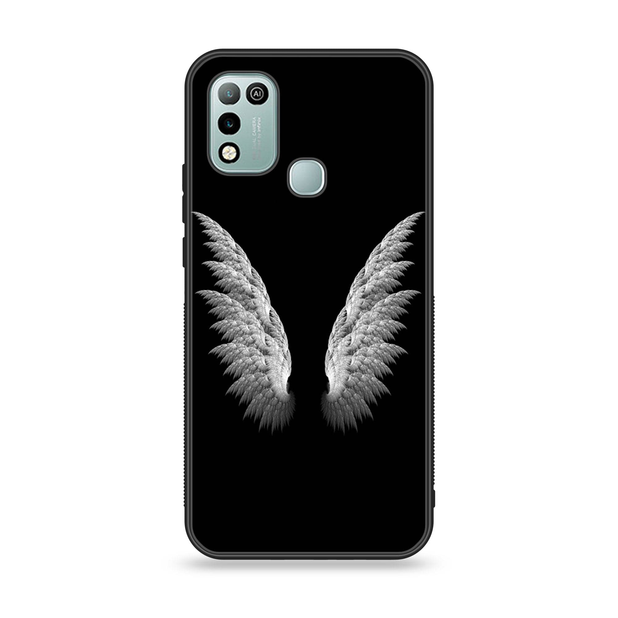 Infinix Hot 10 Play- Angel Wings Series - Premium Printed Glass soft Bumper shock Proof Case