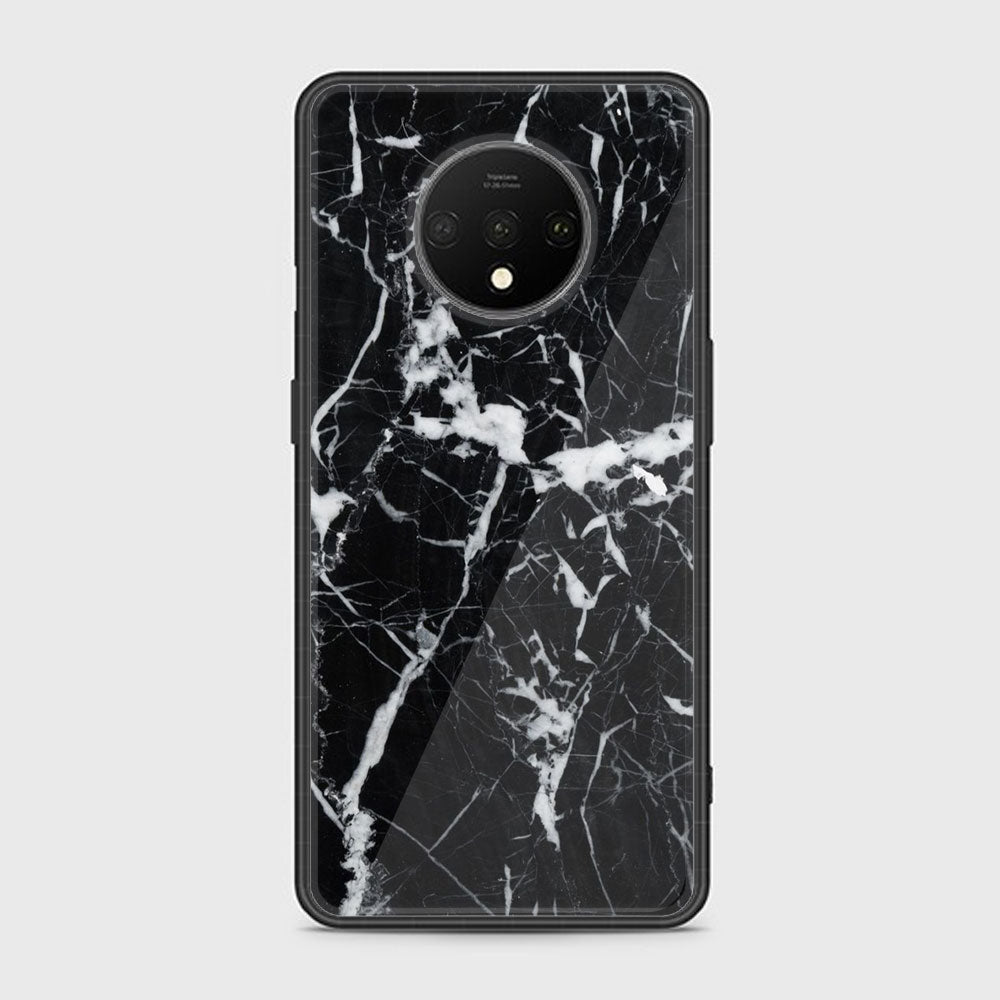 OnePlus 7T - Black Marble Series - Premium Printed Glass soft Bumper shock Proof Case