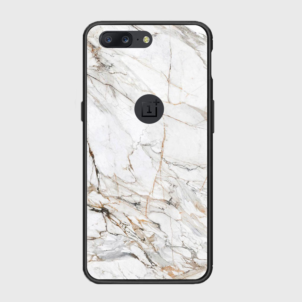 OnePlus 5 -White Marble Series - Premium Printed Glass soft Bumper shock Proof Case