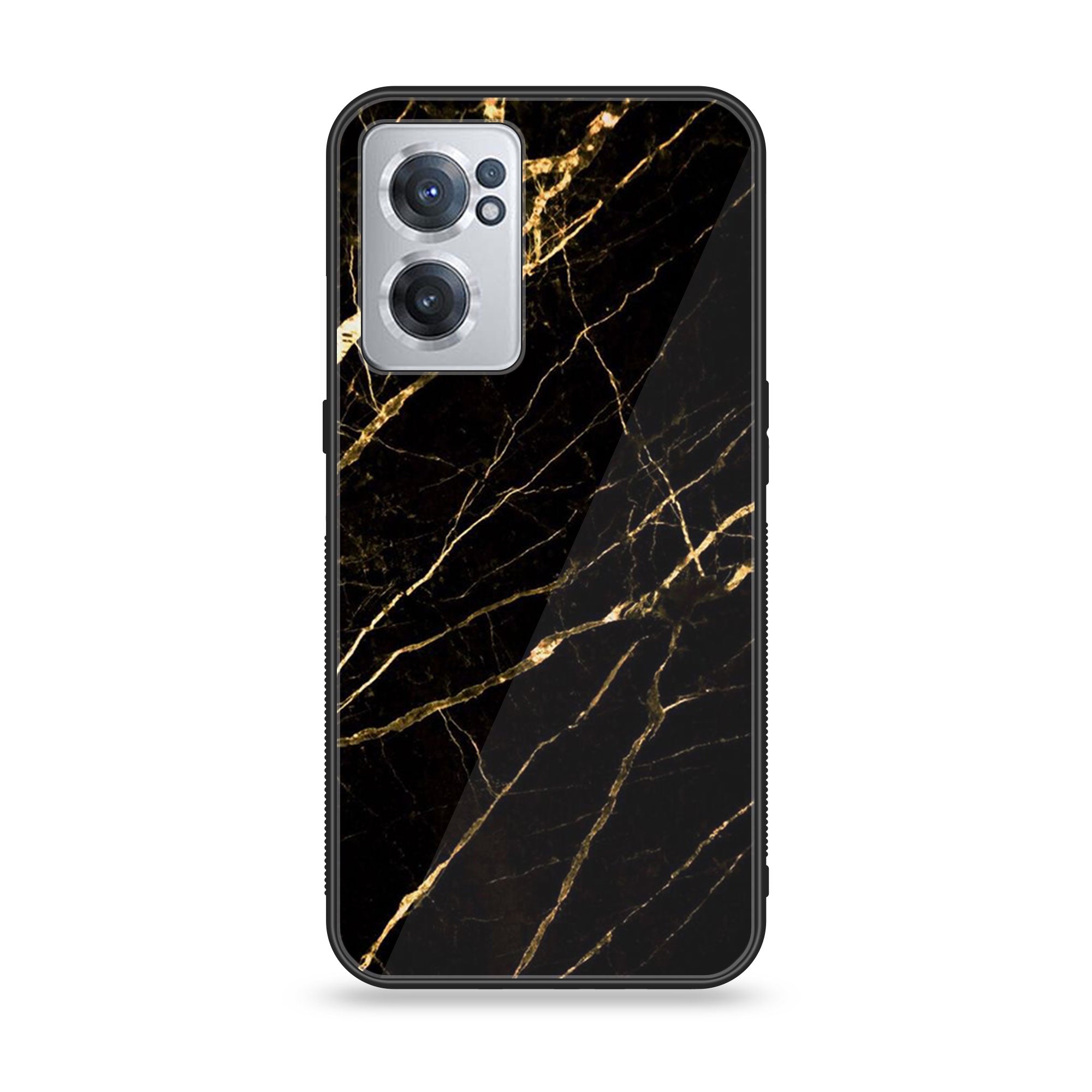 OnePlus Nord CE 2 5G - Black Marble Series - Premium Printed Glass soft Bumper shock Proof Case