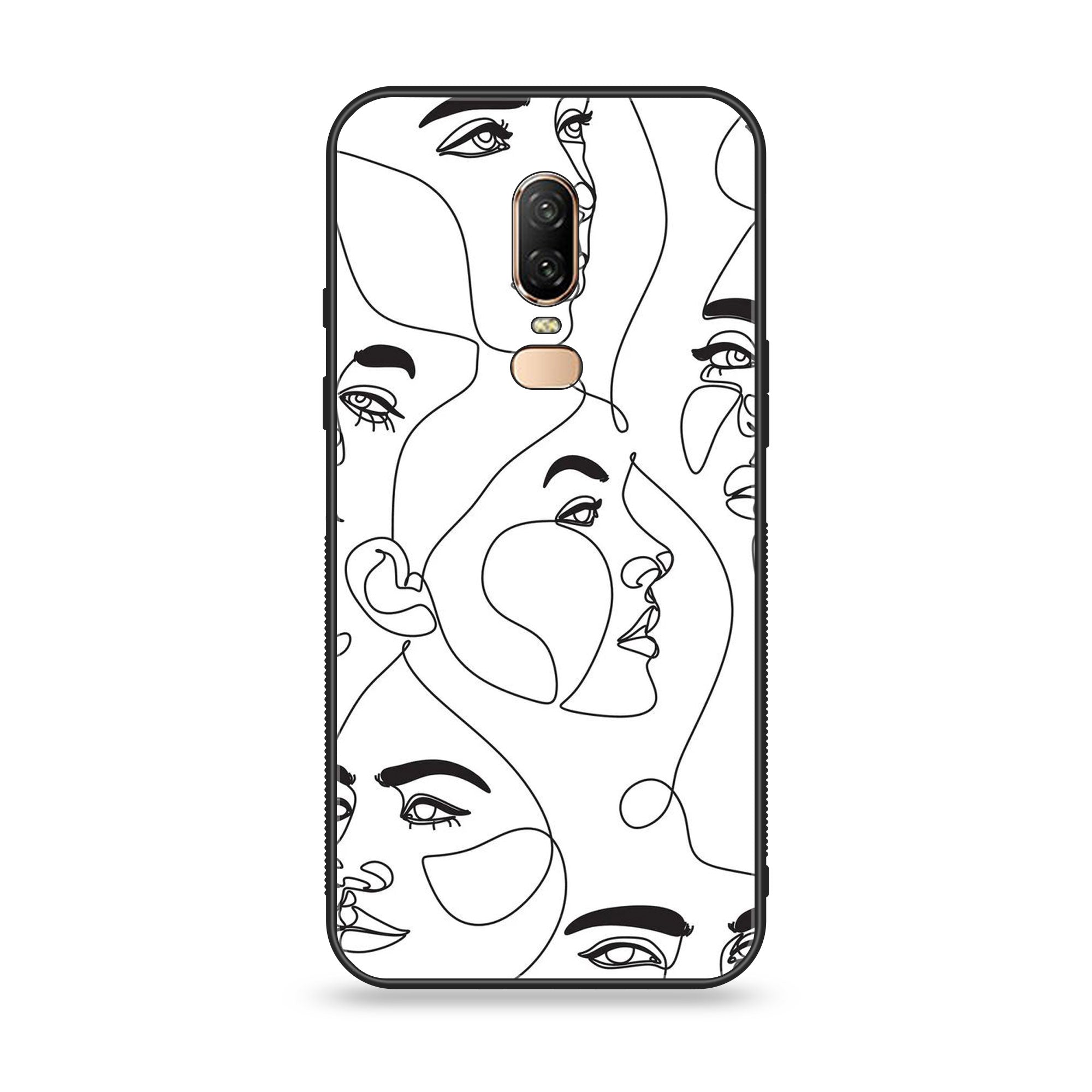 OnePlus 6 - Girl line Art Series - Premium Printed Glass soft Bumper shock Proof Case