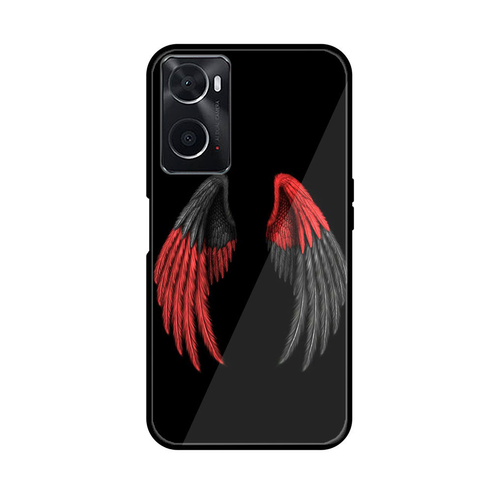 Oppo A76 Angel Wings Series  Premium Printed Glass soft Bumper shock Proof Case