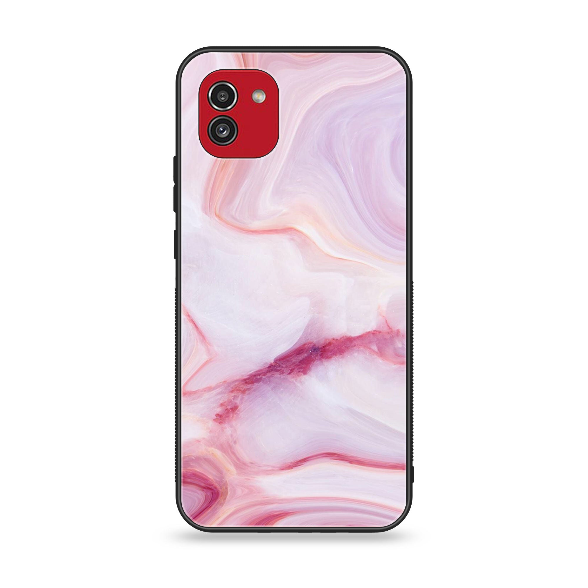 Samsung Galaxy A03 - Pink Marble Series - Premium Printed Glass soft Bumper shock Proof Case