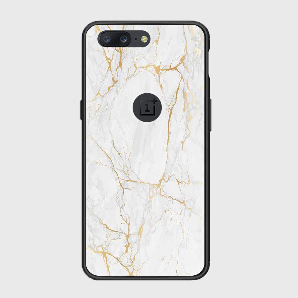 OnePlus 5 -White Marble Series - Premium Printed Glass soft Bumper shock Proof Case