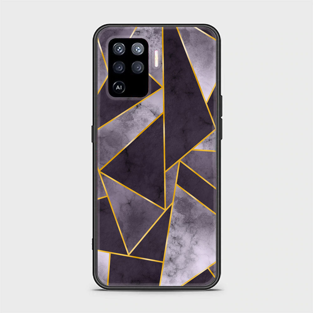 Oppo A94 -Geometric Marble Series - Premium Printed Glass soft Bumper shock Proof Case