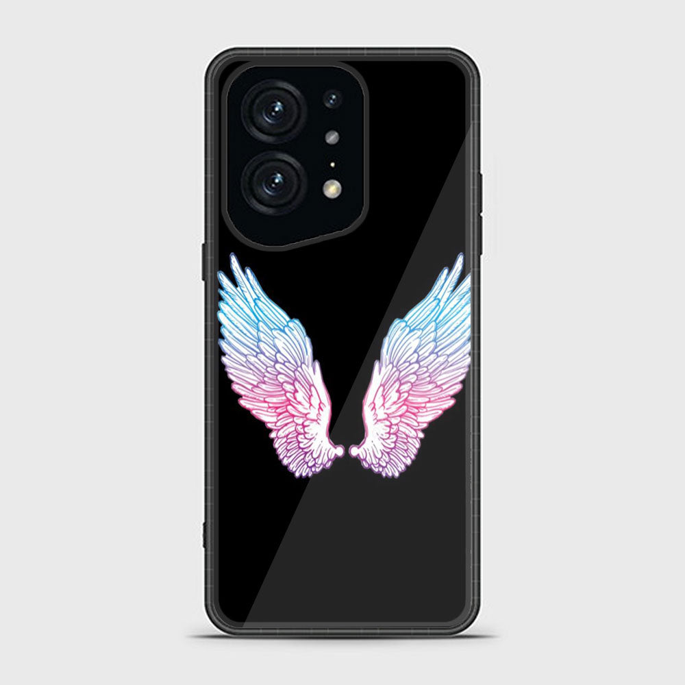 Oppo Find X5 Angel Wings Series Premium Printed Glass soft Bumper shock Proof Case