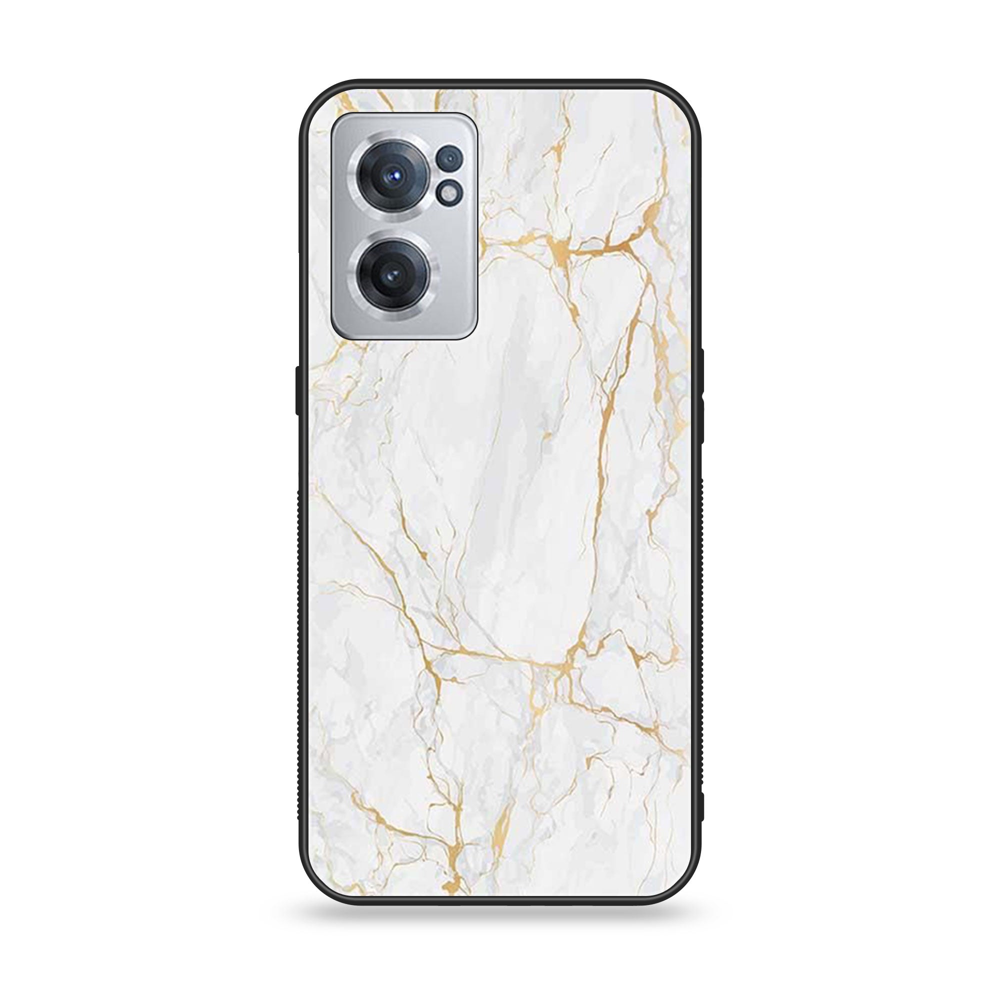 OnePlus Nord CE 2 5G - White  Marble Series - Premium Printed Glass soft Bumper shock Proof Case