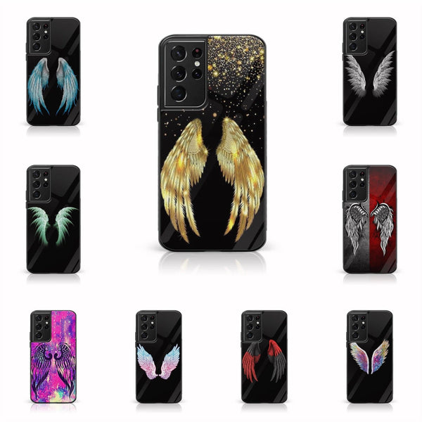 Galaxy S21 Ultra - Angel Wings Series - Premium Printed Glass soft Bumper shock Proof Case