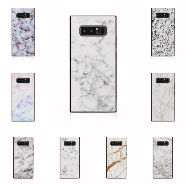 Galaxy Note 8 - White Marble Series - Premium Printed Glass soft Bumper shock Proof Case