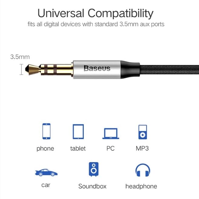 Baseus Aux Cable for earphone Headphone Car Aux 3.5mm jack Audio Cable