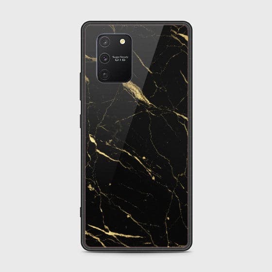 Samsung Galaxy A91 Classic Golden Black Marble Glass Case