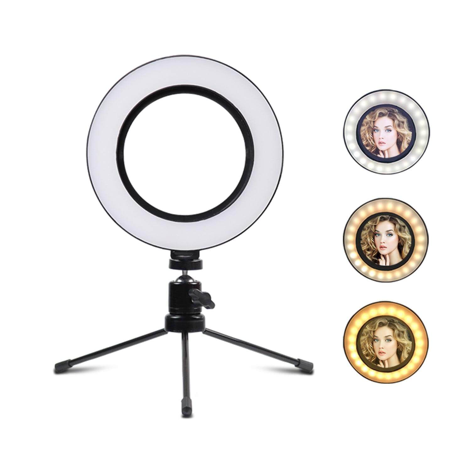 16 CM PROFESSIONAL LED SELFIE RING LIGHT WITH MINI TRIPOD STAND