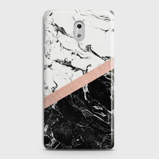 Nokia 3 Black & White Marble With Chic RoseGold Case