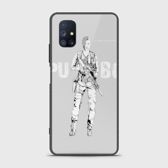 Samsung Galaxy M51 PUBG Lady Warrior Glass Case