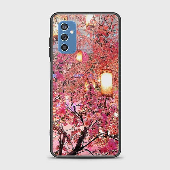 Samsung Galaxy M52 5G Pink blossoms Lanterns Glass Case