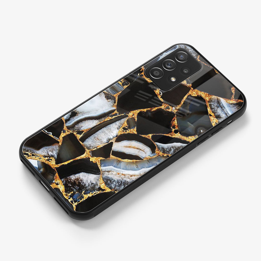 Redmi Note 8 - Black Marble Series - Premium Printed Glass soft Bumper shock Proof Case