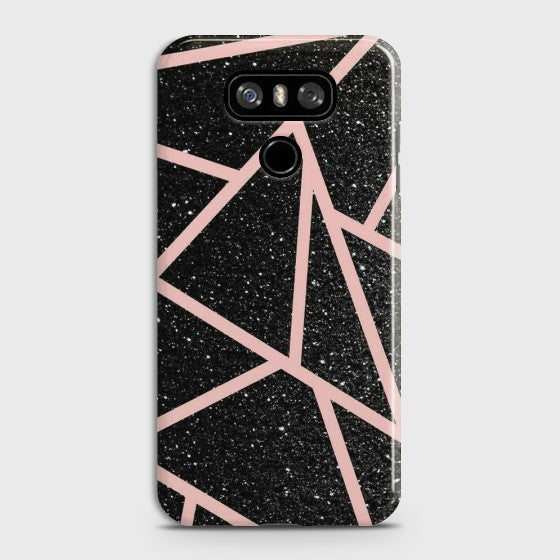 LG G6 Black Sparkle Glitter With RoseGold Lines Case