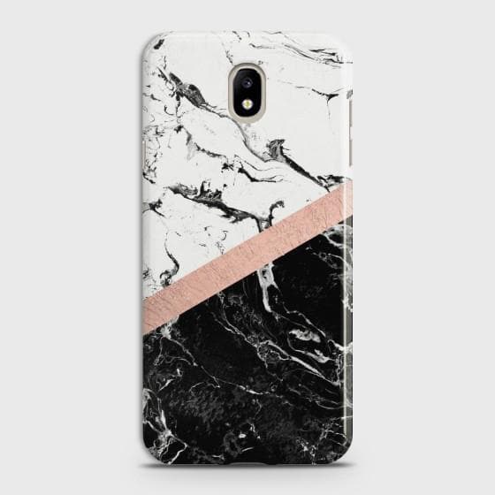 SAMSUNG GALAXY J5 (2017) Black & White Marble With Chic RoseGold Case