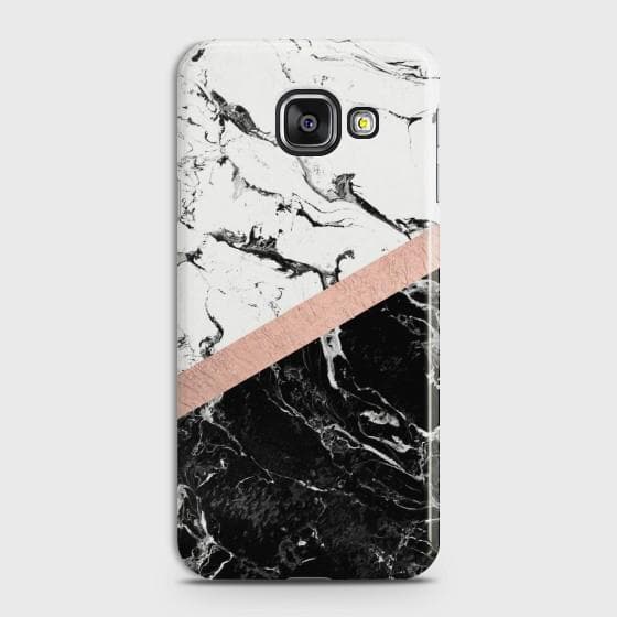 SAMSUNG GALAXY A3 2016 (A310) Black & White Marble With Chic RoseGold Case