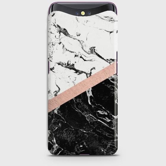 OPPO FIND X Black & White Marble With Chic RoseGold Case