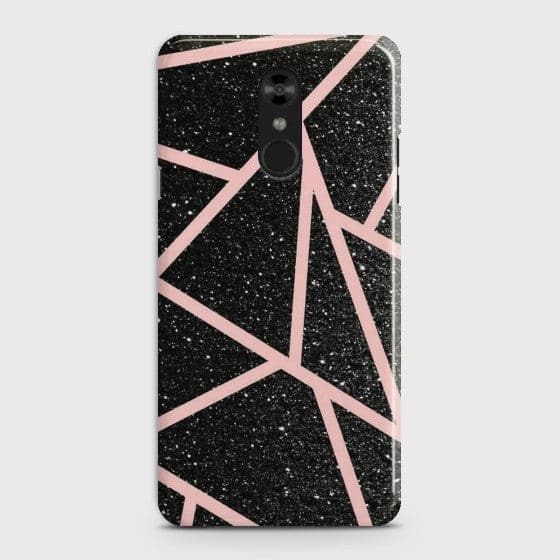 LG STYLO 4 Black Sparkle Glitter With RoseGold Lines Case
