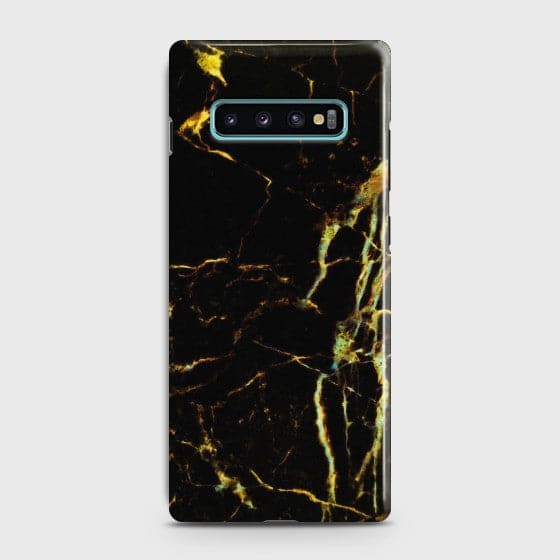 Samsung Galaxy S10E Black Gold Veins Marble Case