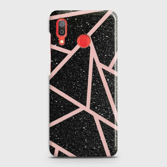 SAMSUNG GALAXY A20 Black Sparkle Glitter With RoseGold Lines Case