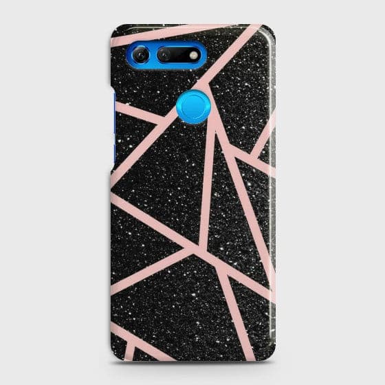 HUAWEI HONOR VIEW 20 Black Sparkle Glitter With RoseGold Lines Case