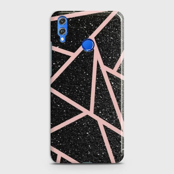 HUAWEI P SMART 2019 Black Sparkle Glitter With RoseGold Lines Case