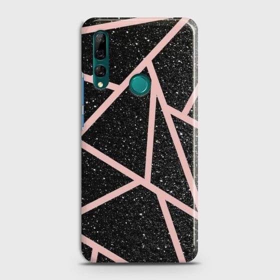 Huawei P Smart Z Black Sparkle Glitter With RoseGold Lines Case