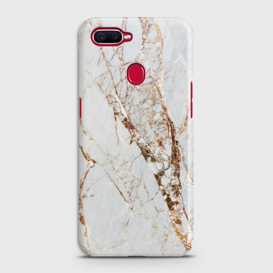 Oppo A12 White & Gold Marble Case