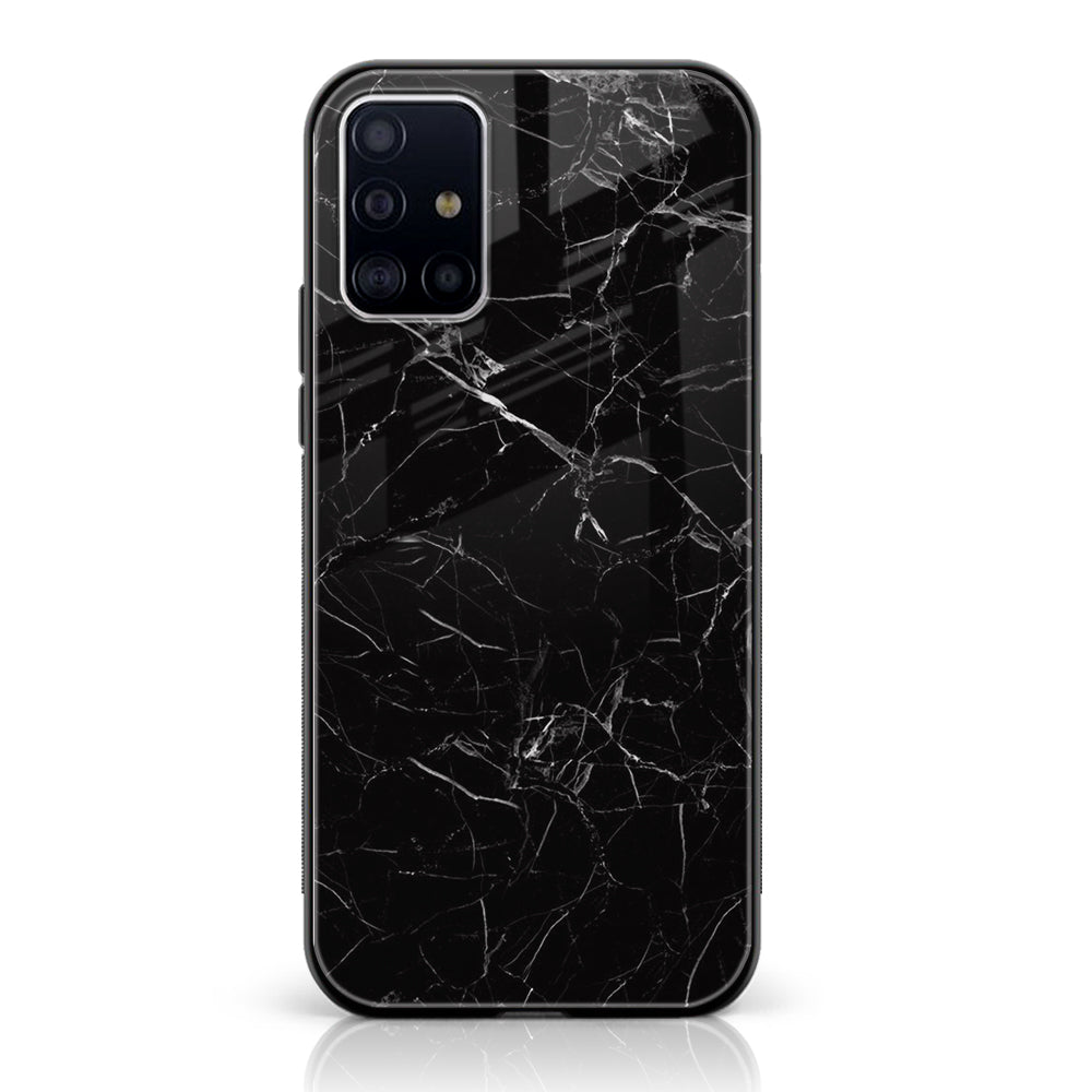 Samsung Galaxy A71 - Black Marble Series - Premium Printed Glass soft Bumper shock Proof Case