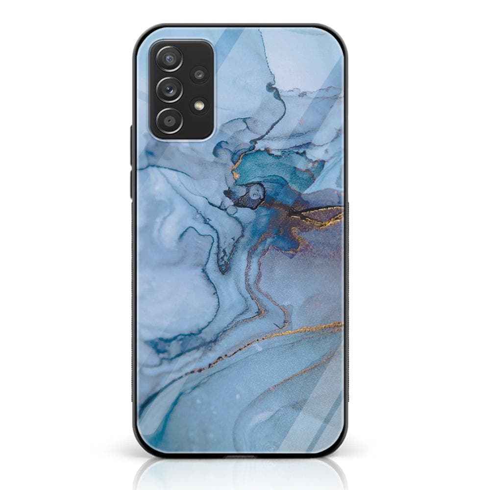 Galaxy A52s - Blue Marble Series - Premium Printed Glass soft Bumper shock Proof Case