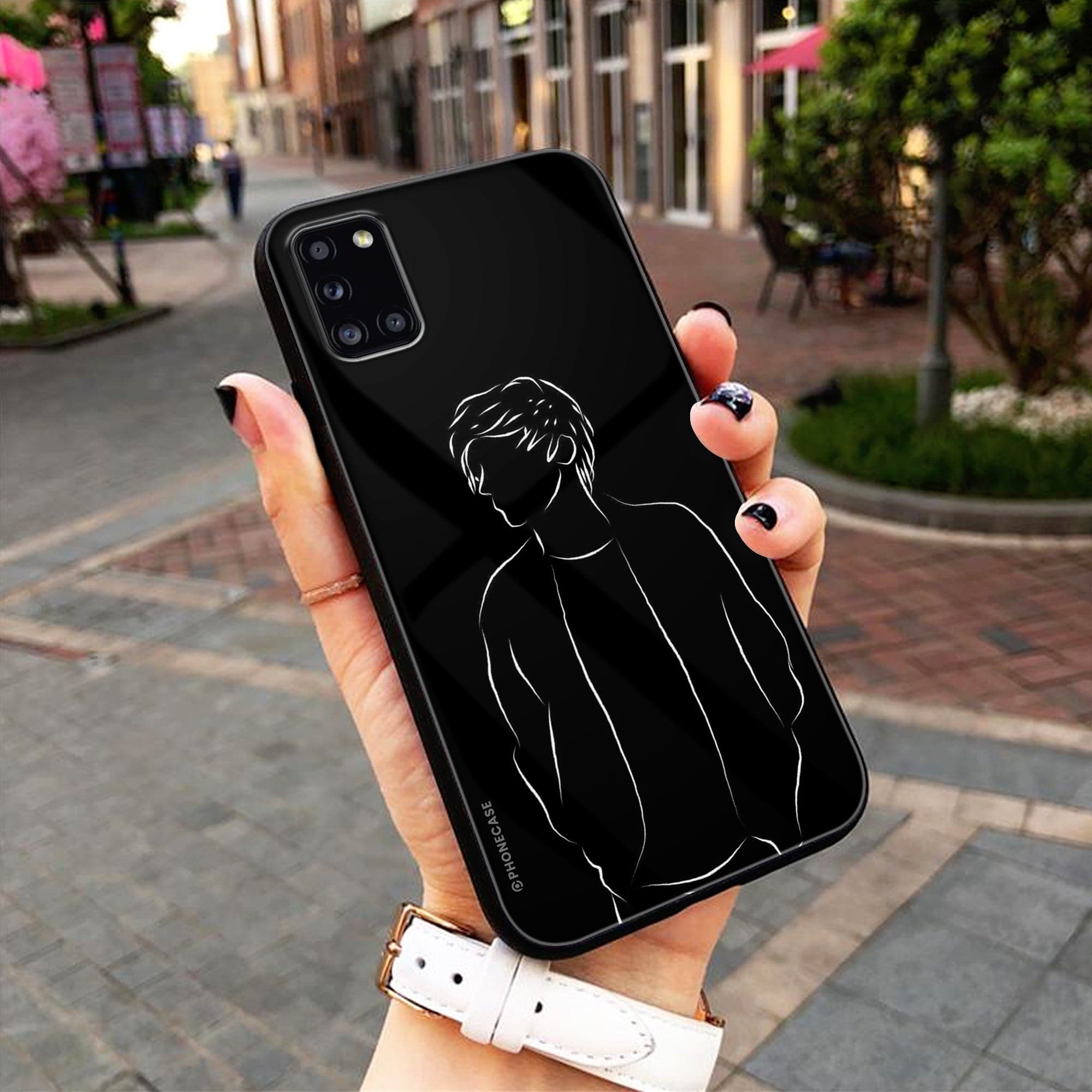 Boy Line Art Series   - HQ Ultra Shine Premium Glass Phone Case All Models