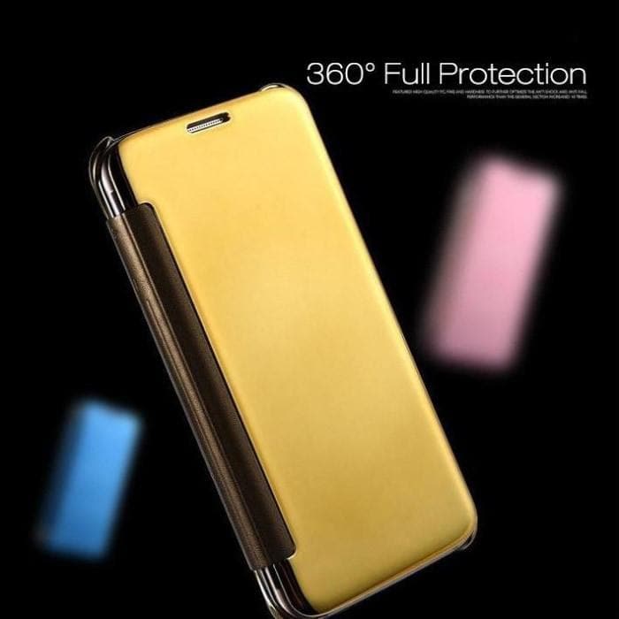 Luxury Mirror Pu Flip Case For All Samsung Models & Huawei P9 / Gold