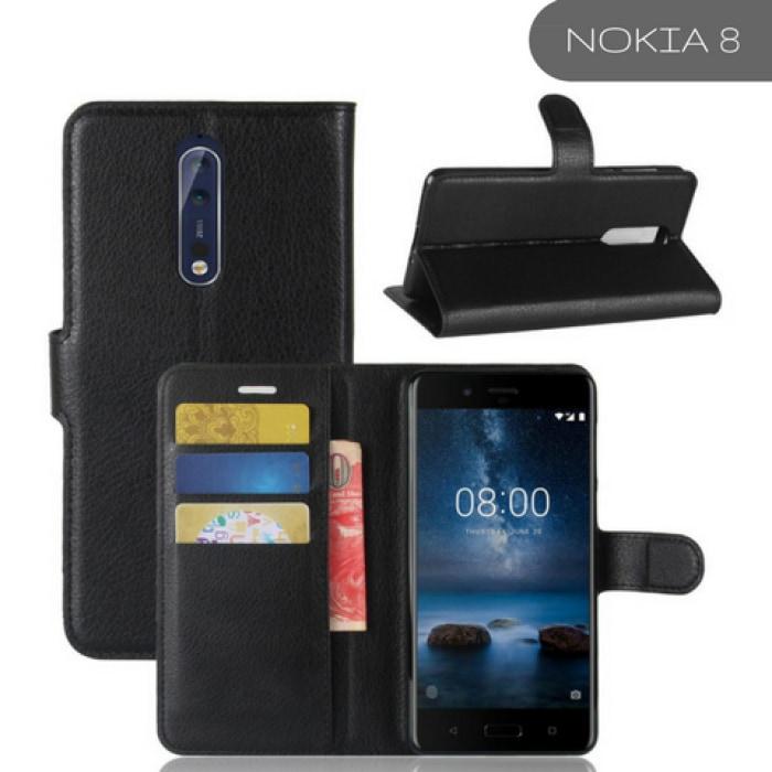 Nokia Leather Flip Case Wallet Card Holder 8 / Black