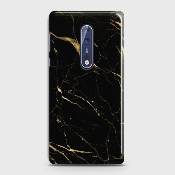 Nokia 8 Classic Golden Black Marble Case