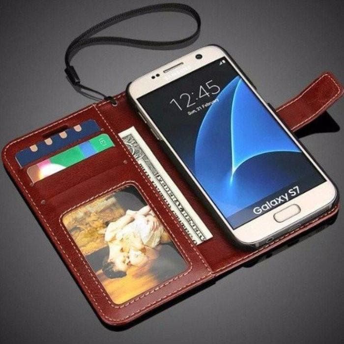 Samsung Galaxy Leather Flip Case S7Edge / Brown