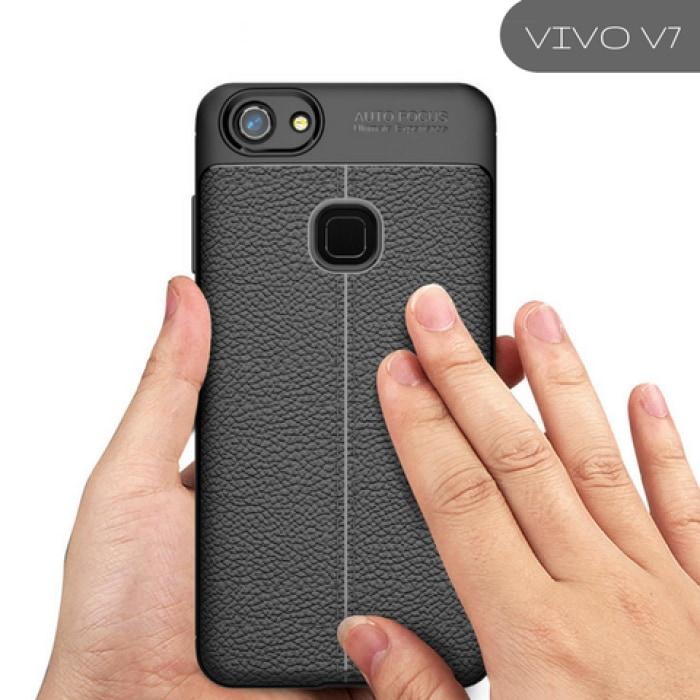 Vivo Leather Carbon Protective Tpu Soft Case V7