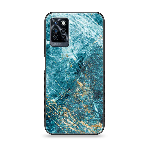 Infinix Note 10 Pro - Blue Marble Design 10 V 2.0 - Premium Printed Glass soft Bumper shock Proof Case CS-47343