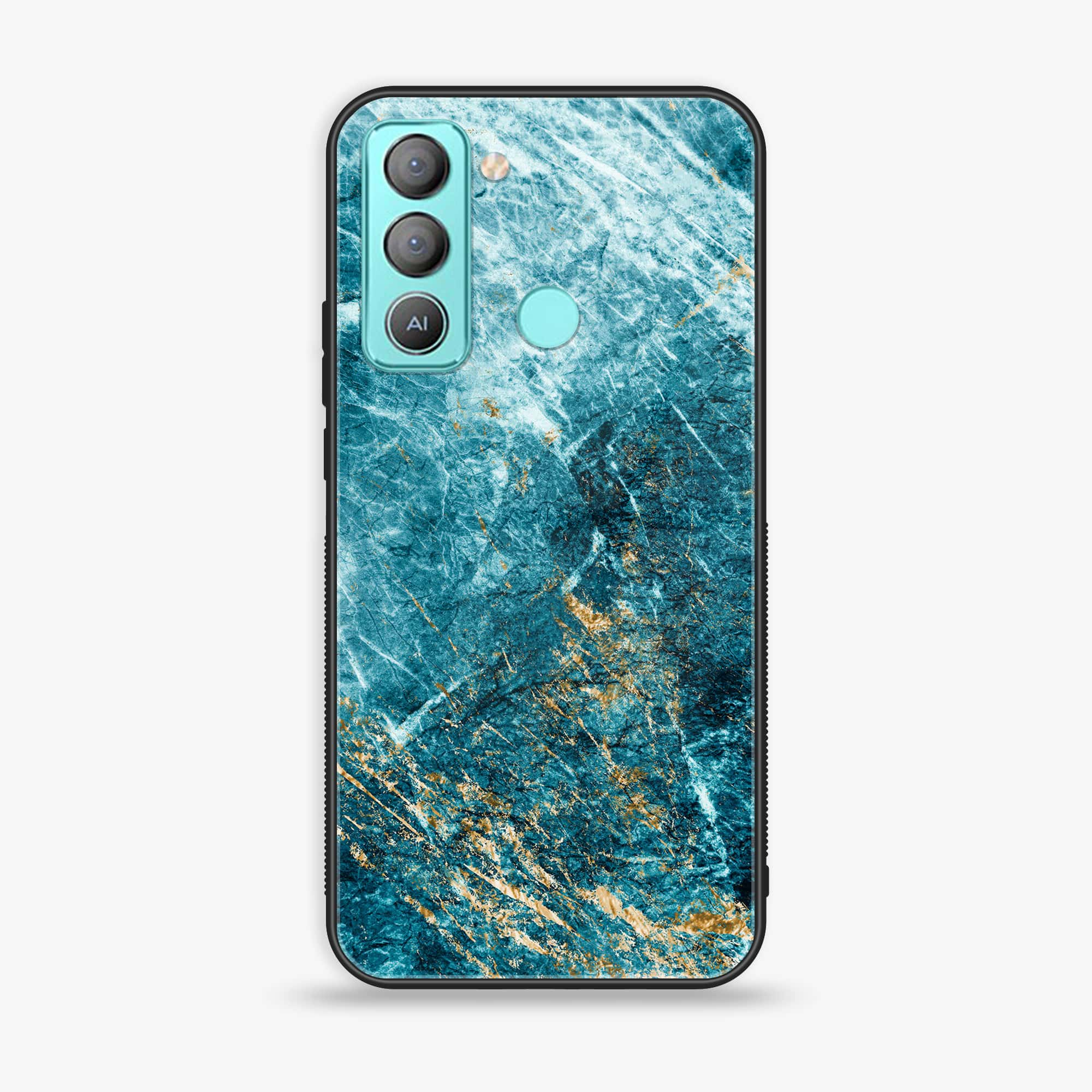 Tecno POP 5 LTE Blue Marble Series V 2.0 Premium Printed Glass soft Bumper shock Proof Case