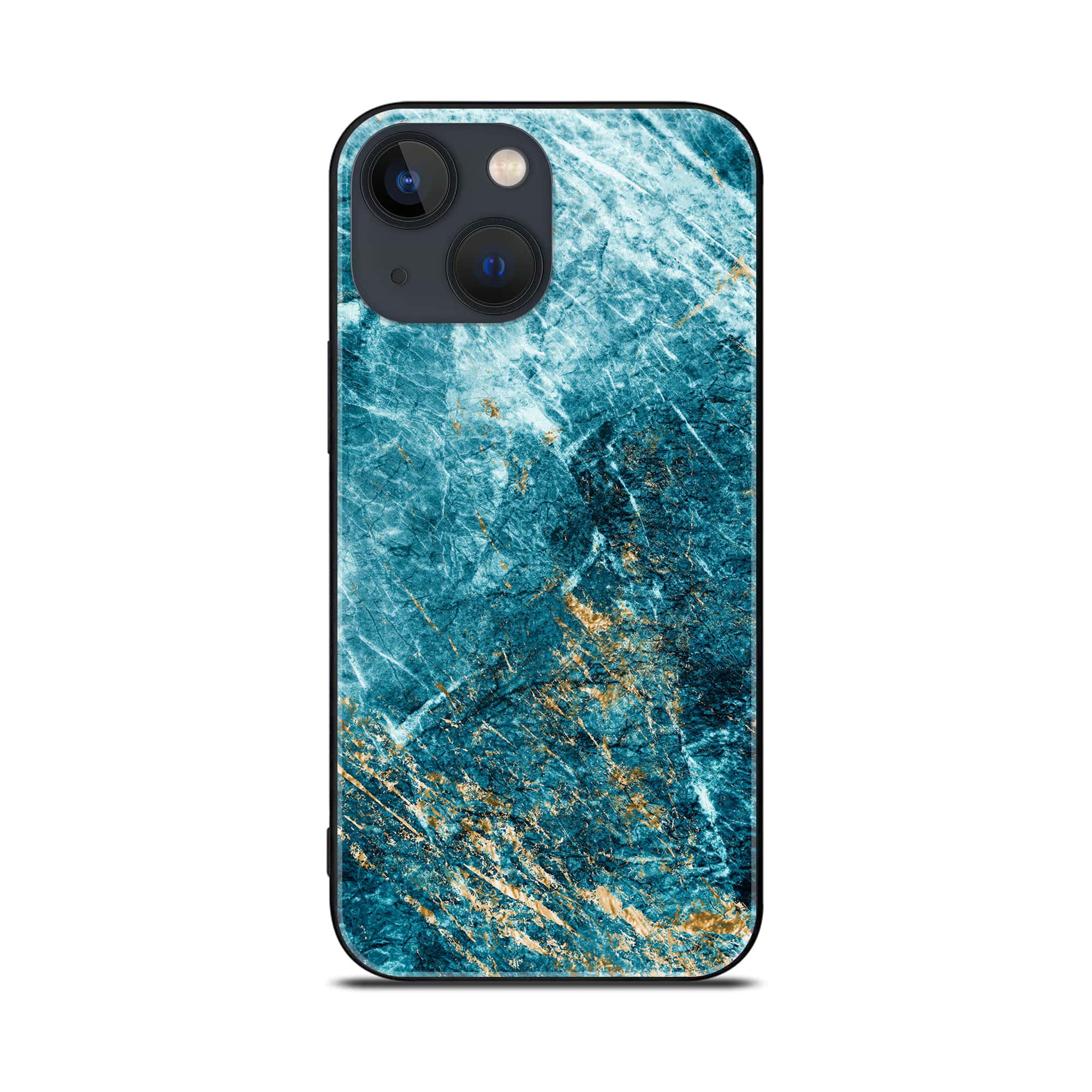 iPhone 14 - Blue Marble Series V 2.0 - Premium Printed Glass soft Bumper shock Proof Case