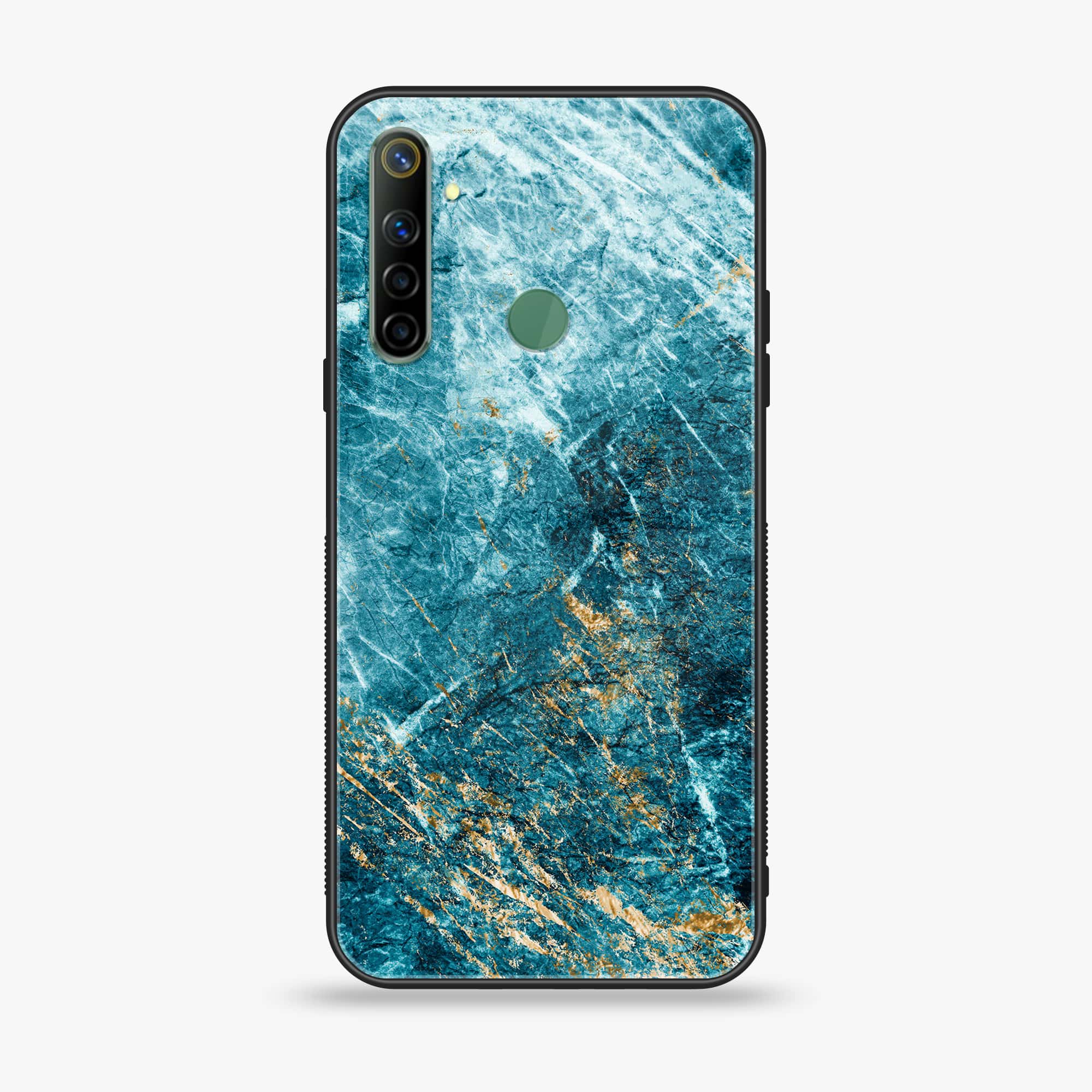 Realme Narzo 10 Blue Marble Series V 2.0 Premium Printed Glass soft Bumper shock Proof Case