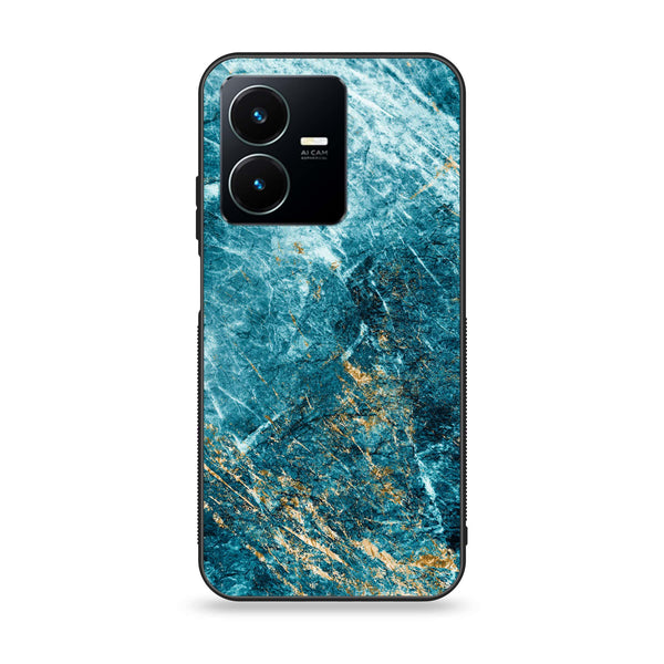 Vivo Y22 Blue Marble V 2.0  Design 10 - Premium Printed Glass soft Bumper shock Proof Case  CS-25183