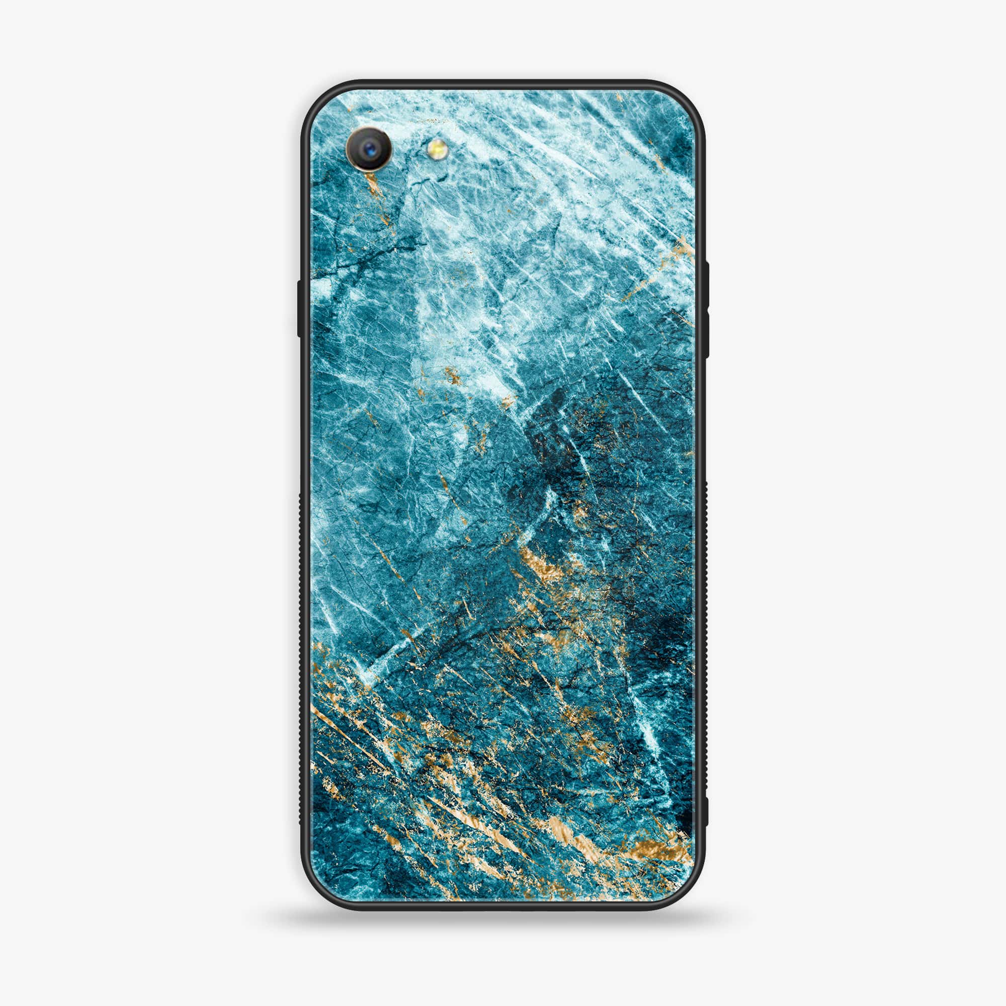 Oppo A57 Blue Marble Series V 2.0 Premium Printed Glass soft Bumper shock Proof Case