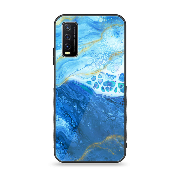 Vivo Y20 2021 Blue Marble 2.0 Series Design 5  Premium Printed Glass soft Bumper shock Proof Case CS-20358